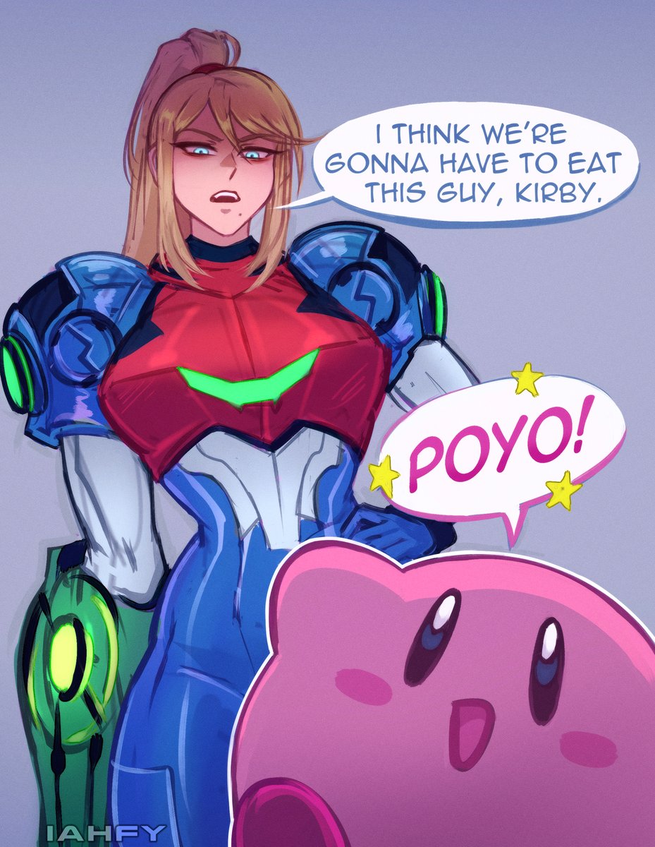 iah_fy's tweet photo. Samus &amp; Kirby https://t.co/uZLsoaT69p