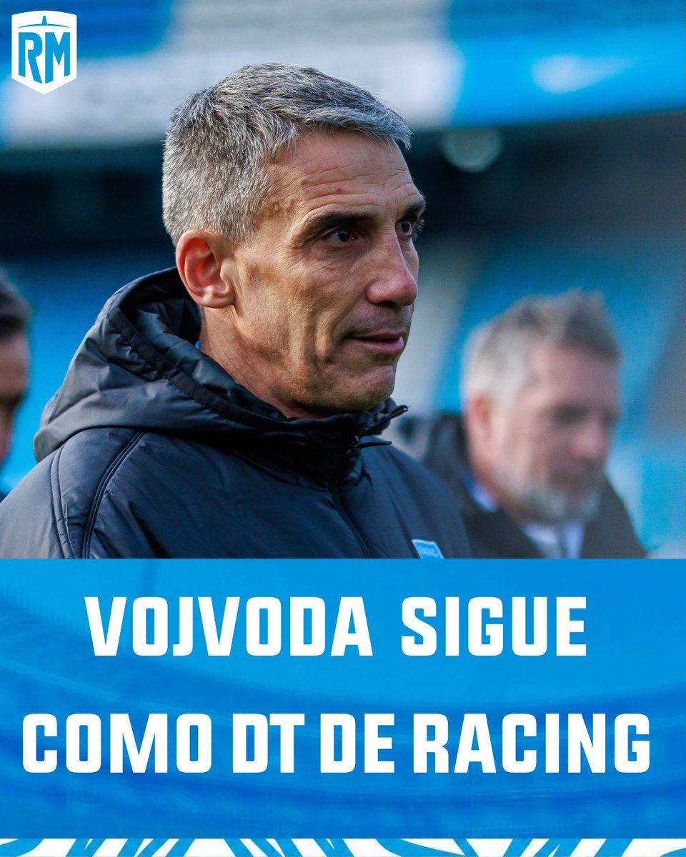 RacingManiacos's tweet photo. ¡ÚLTIMO MOMENTO! ⚠️

‼️ Juan Pablo Vojvoda sigue como DT de #Racing, tras la reunión con la dirigencia y Sebastián Saja.

👉 El entrenador estará en el banco de suplentes ante #Sarmiento. https://t.co/77V1rxMZTJ