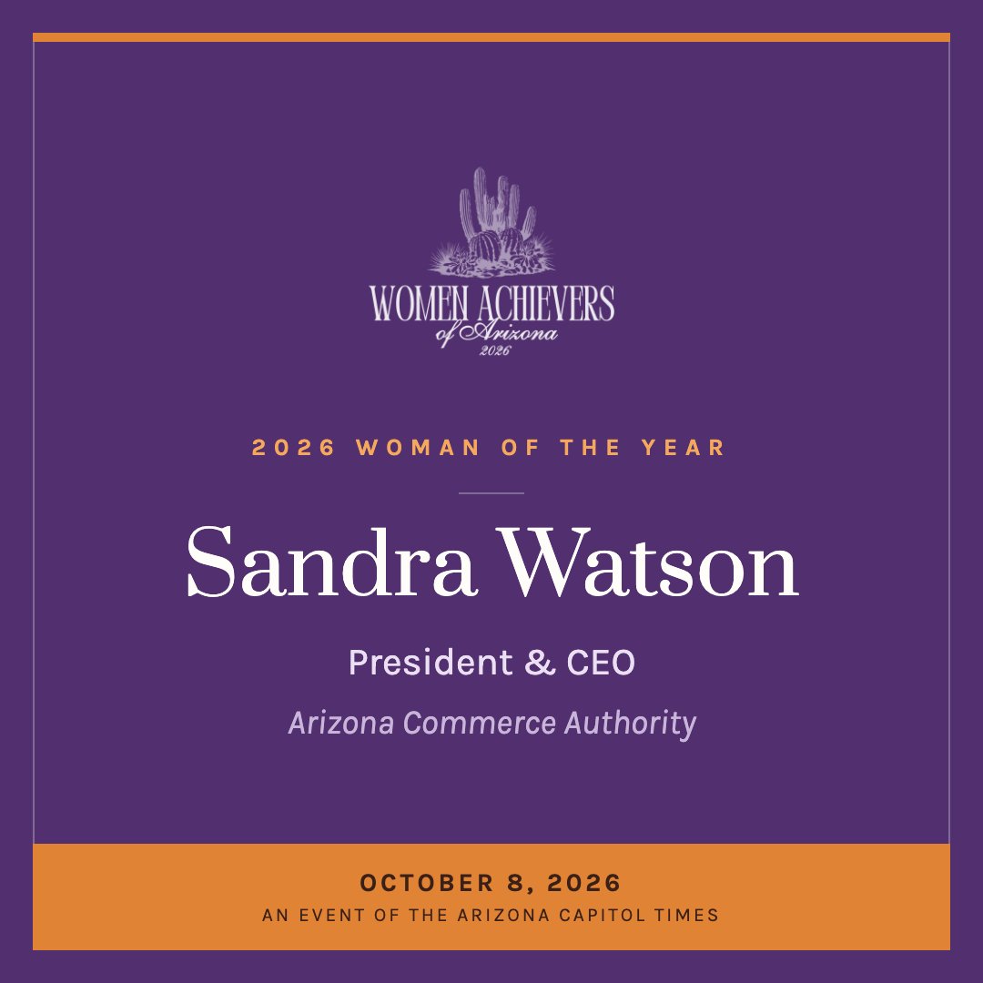 azcommerce's tweet photo. 🎉 Congrats to @SandraWatsonAZ on being named Women of the Year by @AzCapitolTimes!
With more than 30 years experience, Sandra has been instrumental in efforts to diversify Arizona’s economy and attract historic industry investments.
https://t.co/jQU13e97GZ https://t.co/A0gpaw2knz