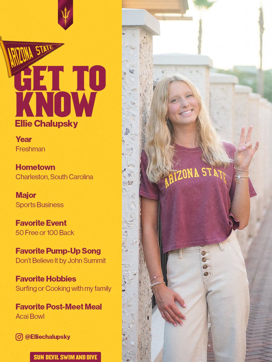 ASUSwimDive's tweet photo. Learn more about newest Sun Devil Ellie Chalupsky! 😈

#ForksUp /// #O2V https://t.co/czFwive6Db