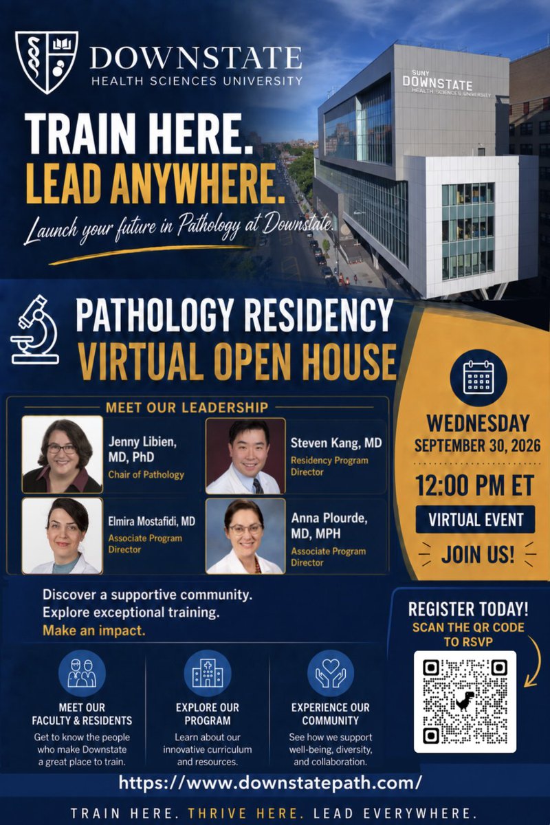 KamenievaAnna's tweet photo. Join our upcoming Residency Open House to meet with faculty and residents, tour our department, and discover what makes our program unique!
📅 Wednesday, September 30, 2026
🕒 12 PM EST
📍 Virtual
👇 RSVP now:
https://t.co/01lyIoGPDw
#PathMatch27 #matchtopath #path2path https://t.co/wCs3EHmZGP