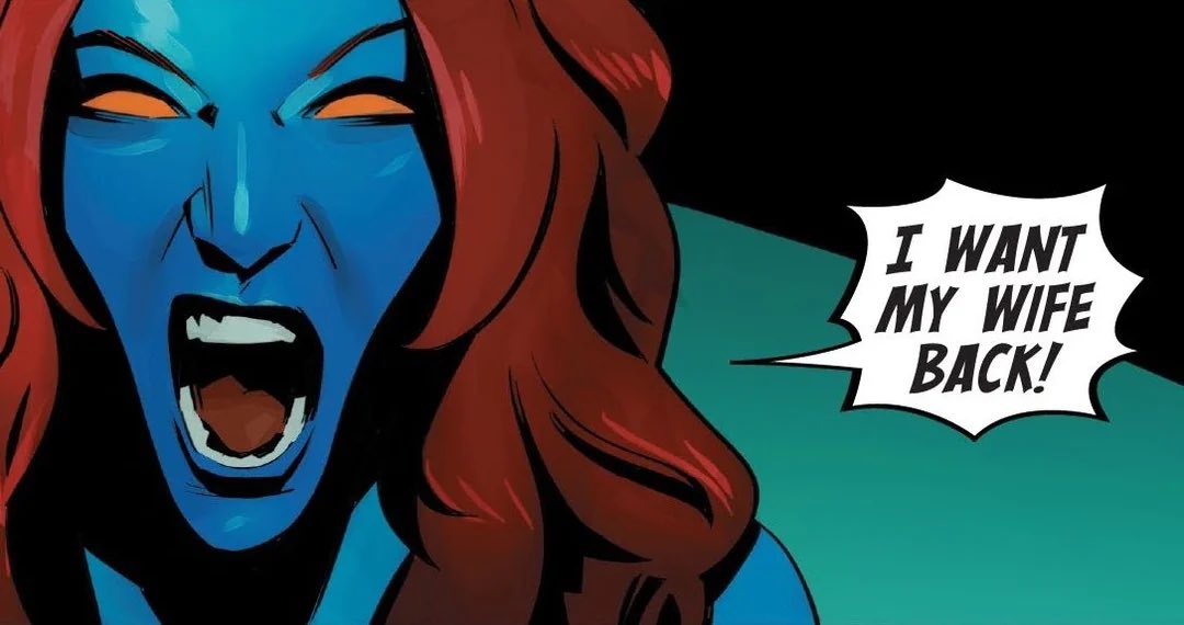Keitsune_'s tweet photo. This guy thinks Insomniac made Mystique a lesbian. Wait until he actually picks up a comic. https://t.co/jh8KmNr2Yb