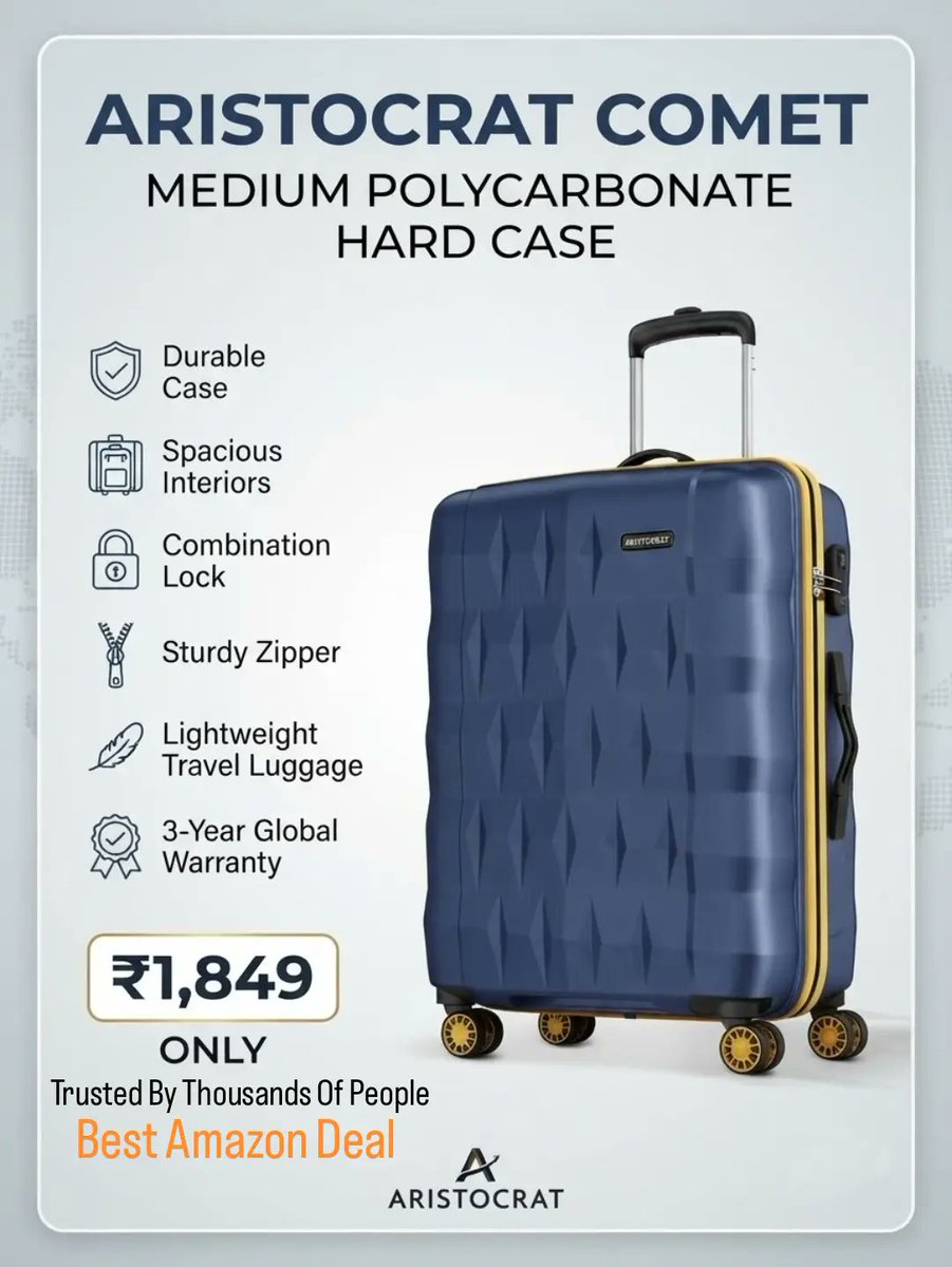 Ze2015Jose's tweet photo. Comment "Treval" or send this post in DM to get the link. Aristocrat Comet Medium Polycarbonate 8-Wheel Trolley Bag: durable, spacious, lightweight, with combination lock and 3-year global warranty. https://t.co/UPkHM4AnBw