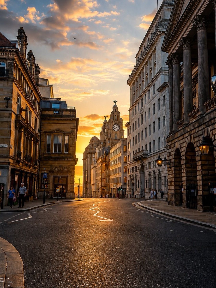 scousescene's tweet photo. Sunset in Liverpool City Centre 🌆 

📸 @run_roam_feast https://t.co/TlHS8xmd08
