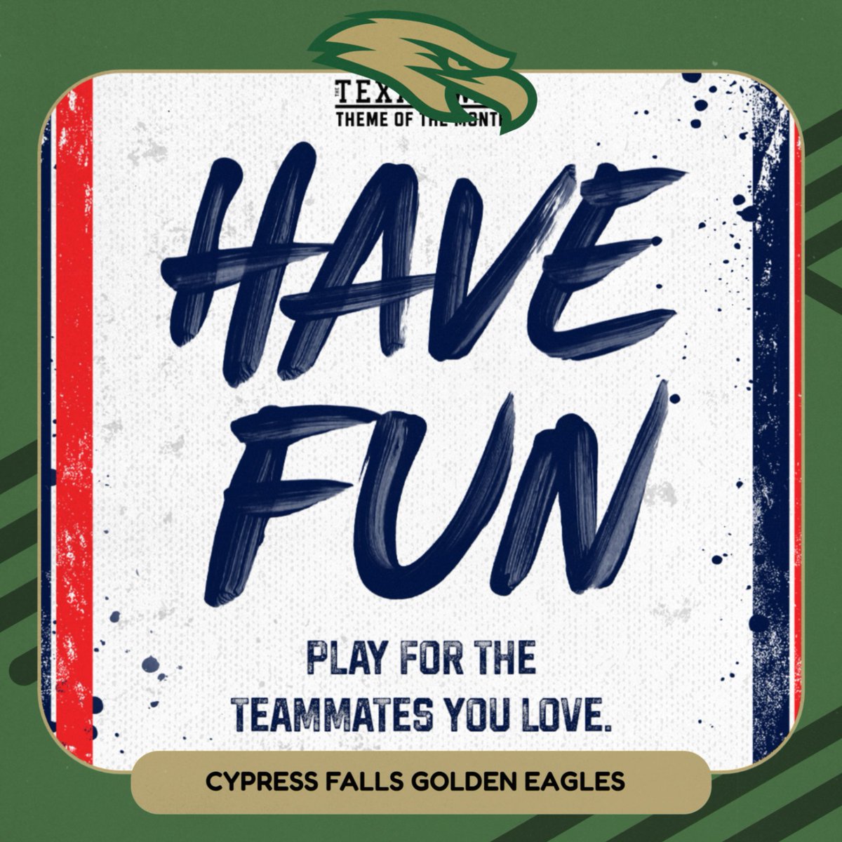 CyFallsAth's tweet photo. Be more committed to the teammates you love than the opponents you dislike.
Compete together. Improve together. Have fun together.
Thatβs The Texas Way.
#TheTexasWay #WeAreOne https://t.co/CCG2jdrtAi