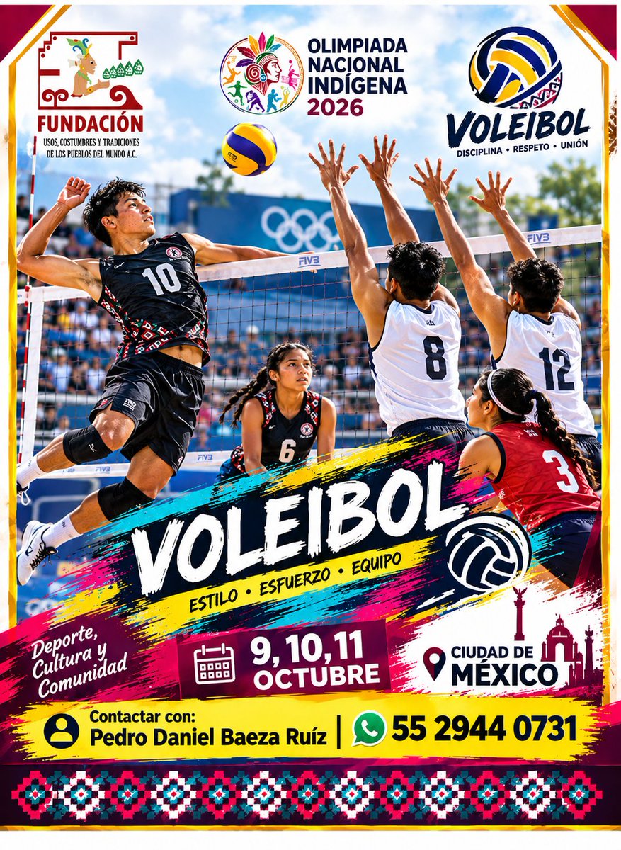 fundacionusos's tweet photo. 🏐 COMUNICADO | VOLEIBOL
La Olimpiada Nacional Indígena 2026 informa que la disciplina de Voleibol cuenta con un nuevo Responsable.
Agradecemos el compromiso y trabajo realizado anteriormente, y damos la bienvenida a quien asume esta importante responsabilidad.
🏐🇲🇽
#JavierRodea https://t.co/MmNFvnslt8