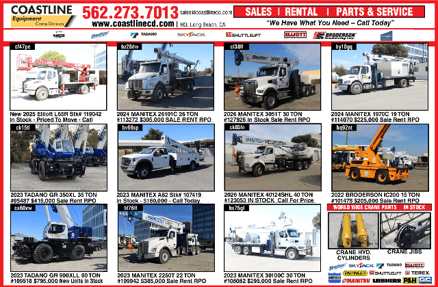 CraneNetwork's tweet photo. Cranes Available through Coastline Equipment!

https://t.co/l1o4rHvwCa

#Cranes #CraneSales #CranesforSale #Lifting #Rigging #UsedCranes #CraneNetwork #CoastlineCrane #HeavyLifting https://t.co/xMAf6KTKWF