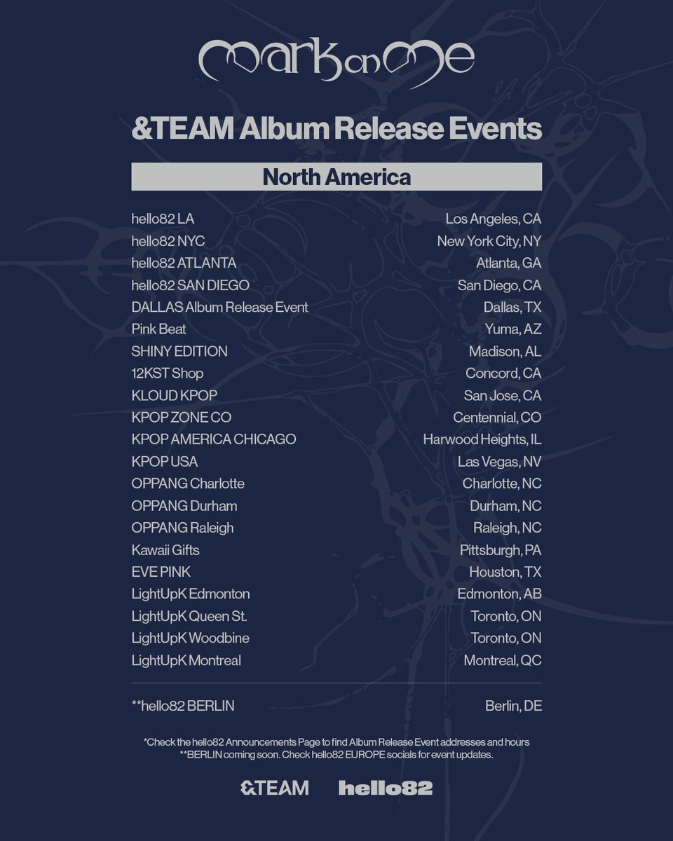hello82official's tweet photo. AWOOOO! Breaking news, werewolves have been spotted across North America 🐺
LUNÉ, will we see you there?

🌕 9/25 - 9/27 | Hours may differ

Find an Album Release Event near you ⬇️
🔗 https://t.co/01e9qLII2v

@andTEAMofficial 
#andTEAM #앤팀 #MarkonMe #andTEAM_MarkonMe #hello82 https://t.co/3Xf5UGi06F