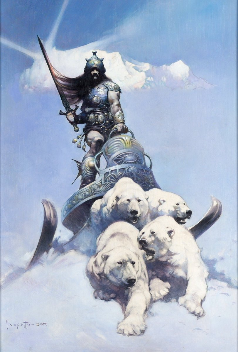 frazettagirls's tweet photo. “I have to work from the unconscious just to let the brush start pulling things out of me that I didn’t know were in there. I use accidents and go with a focal point and instincts. I just flow”  -Frank Frazetta https://t.co/VXxzup158X