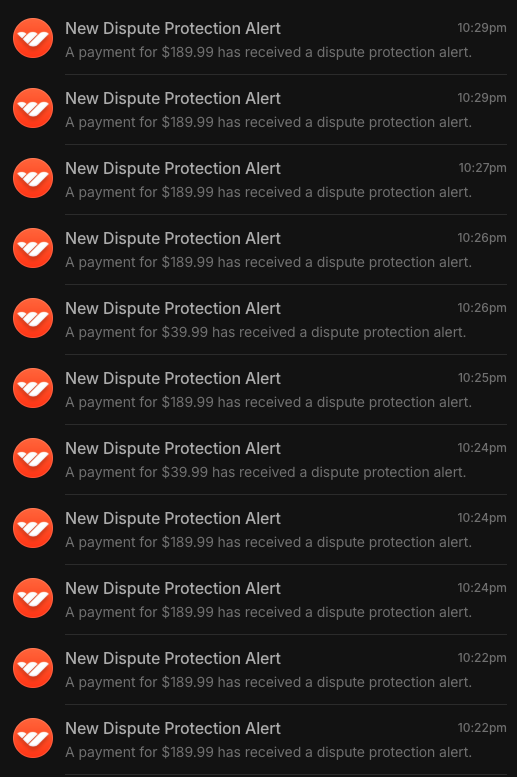 0xknightmare's tweet photo. thanks for ruining my business! 
@whop @abearsomewhere 

Some guy used stolen credit cards to bot payments and opened over 100 disputes 

each dispute is a loss of about 35 dollars

Also Im sure the Payment processing will get taken down soon and I will loose all my MRR 

Nice.