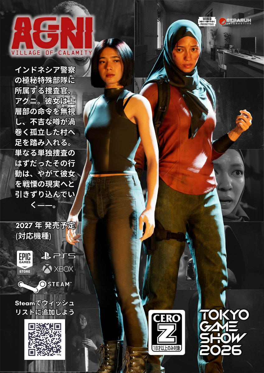 SeparuhGames's tweet photo. 幕張メッセで開催される @tokyo_game_show  にて『AGNI』の体験版を出展します！
デモは全編英語ですが、皆様のご体験とフィードバックを心よりお待ちしています！
📍 ホール9 ブース09-E100
会場でお会いしましょう！cc: @AgniVillage https://t.co/Ge56Qf201h