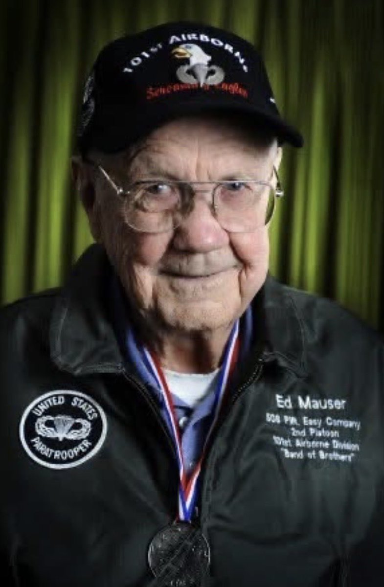 SoldiersWhisper's tweet photo. Honoring Edward A. Mauser, one of the original Band of Brothers, who died at the age of 94 on November 3, 2925.

“We few, we happy few, we band of brothers;
For he to-day that sheds his blood with me
Shall be my brother; be he ne’er so vile,
This day shall gentle his condition” https://t.co/LfSvdm5cE6
