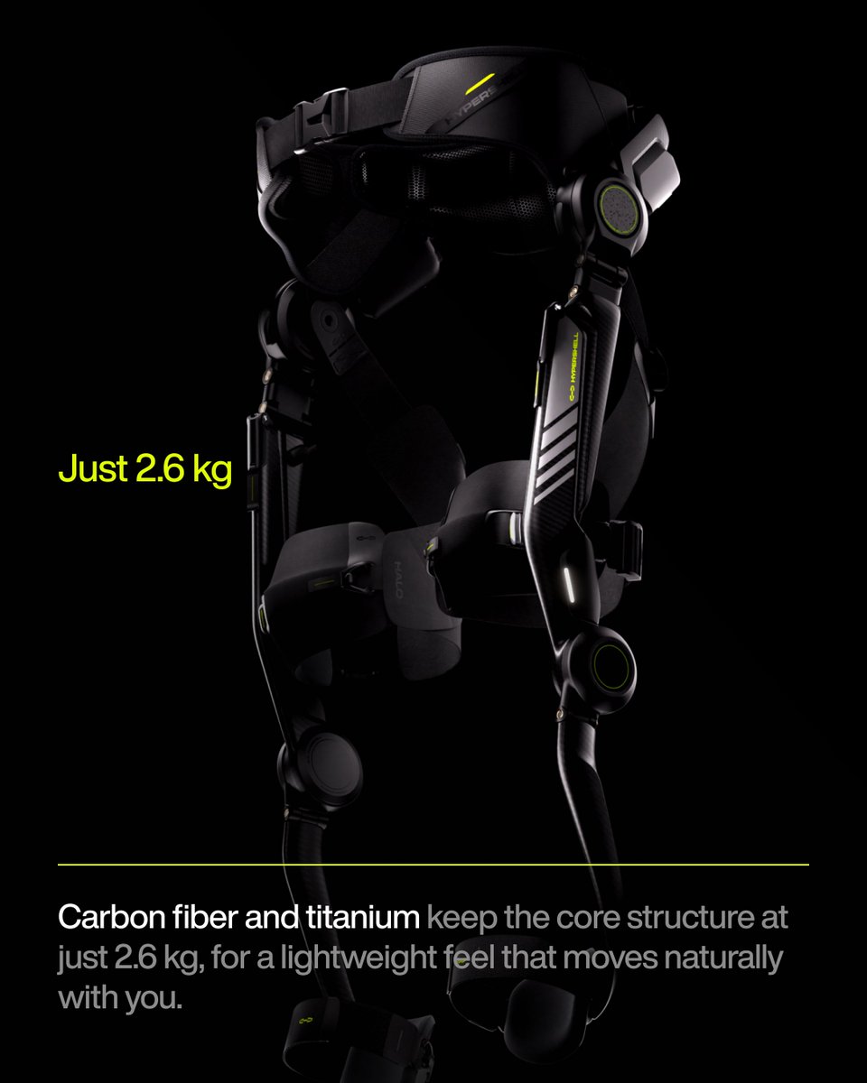 HypershellTech's tweet photo. WHY HALO / 07
Why Halo? Because your next adventure starts with packing light.

Just 2.6 kg at its core. Folds to under 8 L.
Built with carbon fiber and titanium. Easy to pack and take along.

The PocketVolt Battery delivers a 20 km walking range on level ground. It charges independently and fits in a backpack side pocket.

Travel Light. Go Further.

👉 Make your next move. Pre-order Hypershell Halo via the link: https://t.co/zDnfgMMdCa
#Hypershell #HypershellHalo #Exoskeleton #FullLegExoskeleton #WearableTech