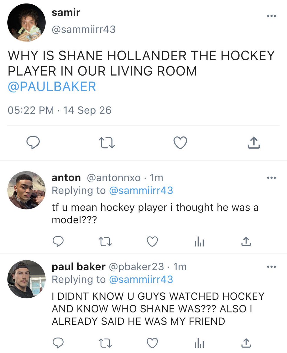 hudsza's tweet photo. shane hollander meets paul baker’s friends https://t.co/eLK9uphSM8