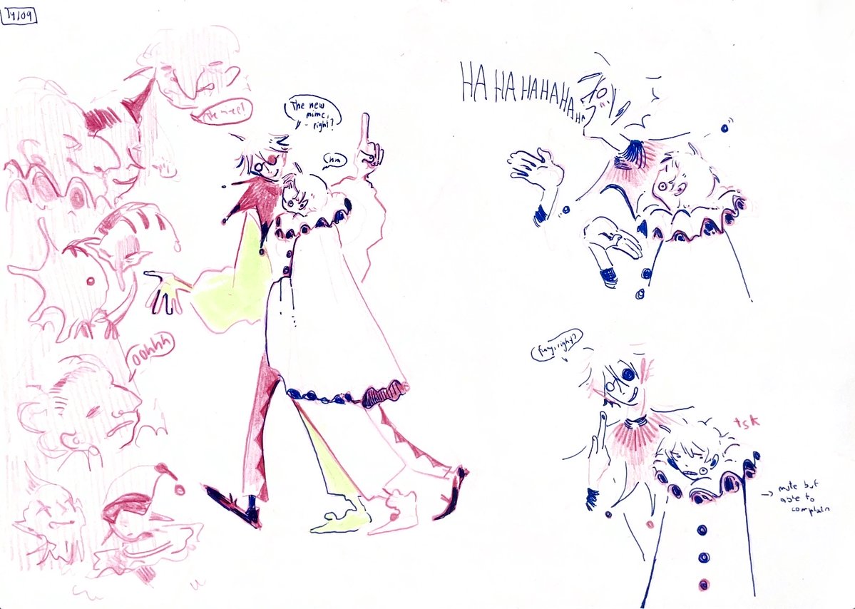 malepuchiss's tweet photo. more mime toge, masked yuta and harlequin gojo to prepare for inktober :) https://t.co/y0MiNiDsZg
