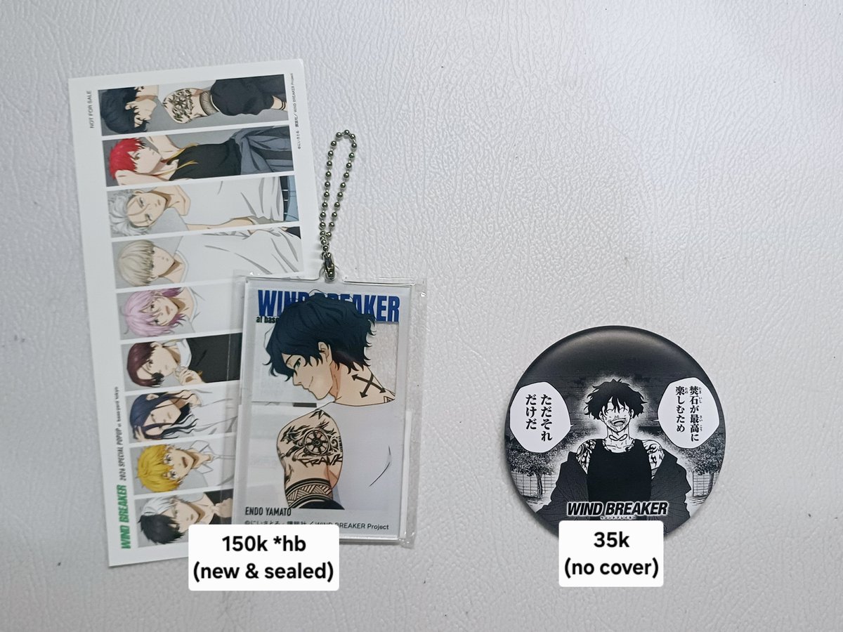 ruuooro's tweet photo. wts official merchs
- windbreaker baseyard keychain / tag charm endo (inc. postcard)
- ichiban kuji badge endo
- chuuya dead apple keychain, mini standee
- jjk x 7 eleven metal coaster nobara
- various fanmerch

#warunganime #warungwbk #warungwindbreaker #warungjjk https://t.co/GMjqMc6xP9