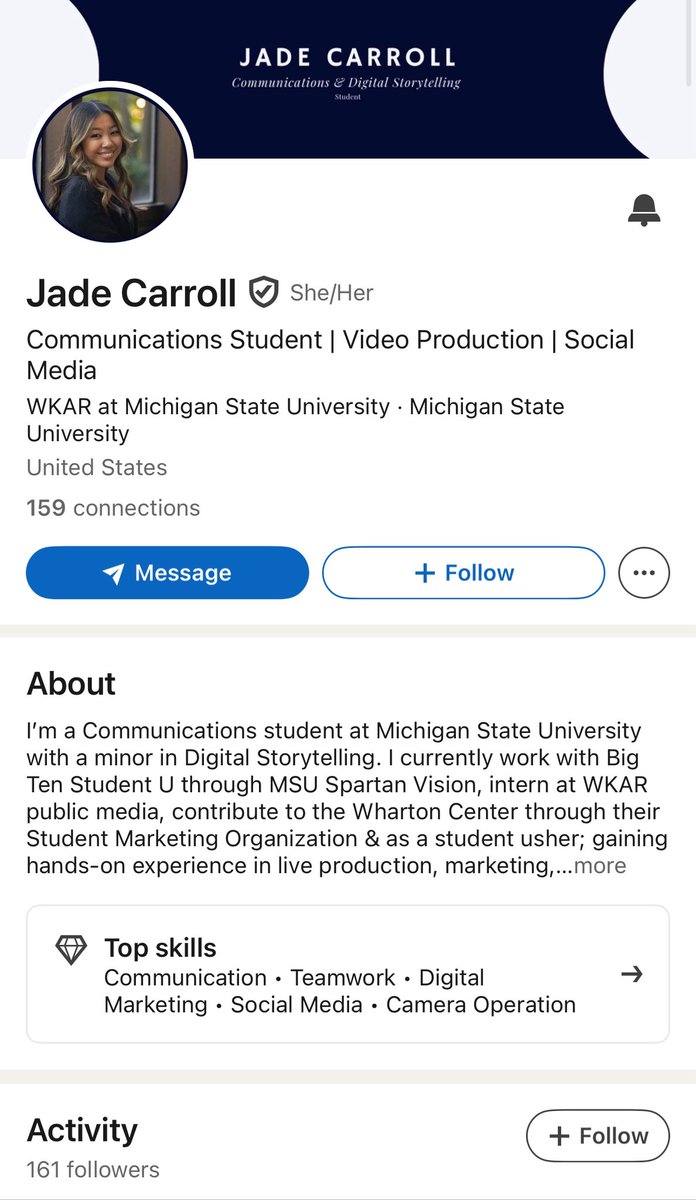 lanebrown_3's tweet photo. Meet Jade Carroll. She is a student at Michigan State University. She is an intern at @BigTenNetwork & @WKAR. 

She posted a video mocking the death of Charlie Kirk. 

You can contact her employers here: Big Ten: pat.kenny@btn.com — WKAR:
517-884-4700

.@michiganstateu do you condone political violence?