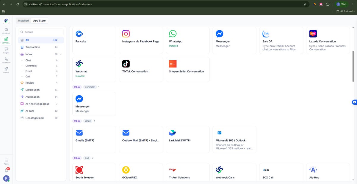 filumhq's tweet photo. An agent that can only talk is a chat box. CX isn't the conversation, it's whether anything happened because of it.

102 connections: every inbox your customers use, ecommerce, calls, a dozen local POS systems, and an HTTP API for the rest. https://t.co/E8MIhAHA2E