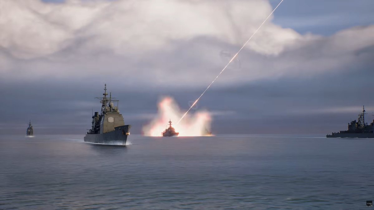 MageSQ3F16's tweet photo. おい、まや型ミサイル護衛艦がトニトルスに吹き飛ばされてるぞ https://t.co/uuHHXFDZHa