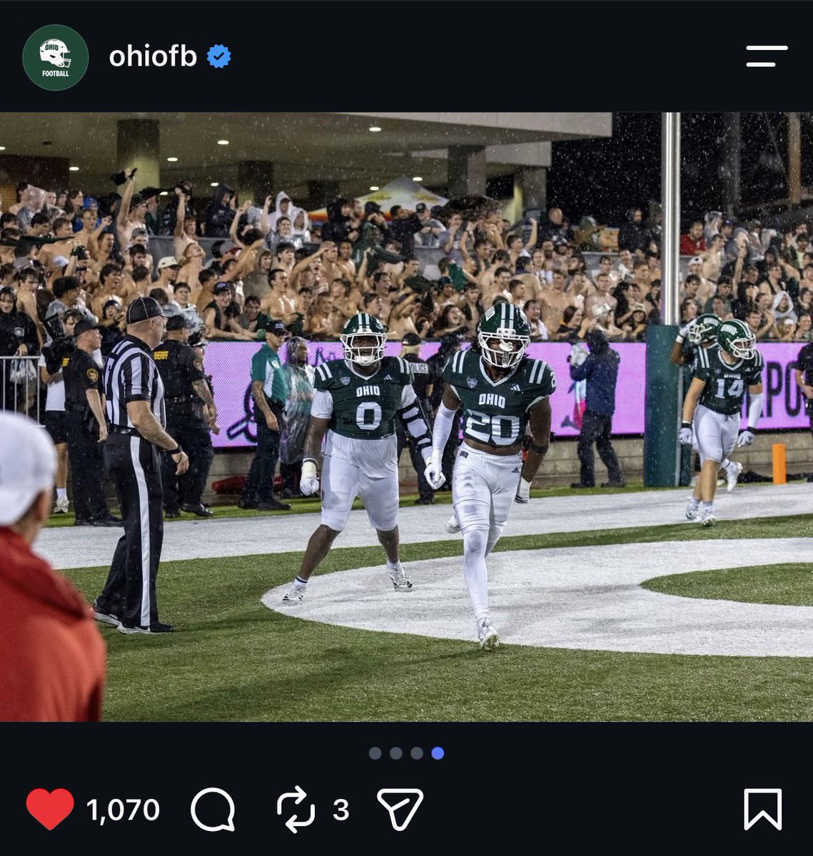 jthas3's tweet photo. @Jordan_haskins3 spotted in the student section in Athens, Ohio, cheering on the Bobcats through an absolute 4OT thriller! Nothing like being in the stands watching your son rooting his brother @jthaskins3 on! Feeling the energy of a game that comes down to the wire #Priceless https://t.co/MSBRHIzZrB