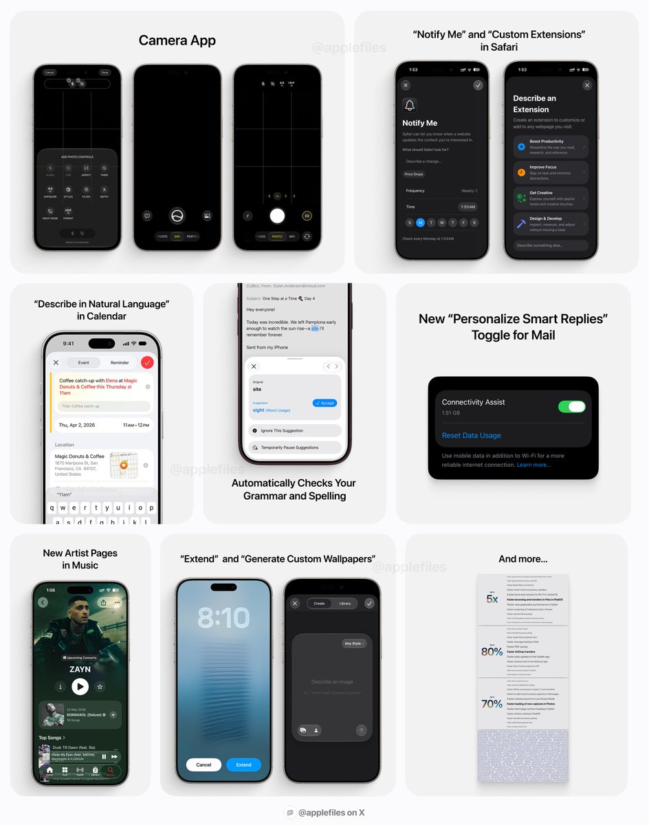 applefiles_'s tweet photo. Here’s everything new in iOS 27 https://t.co/zKXjVysiO9