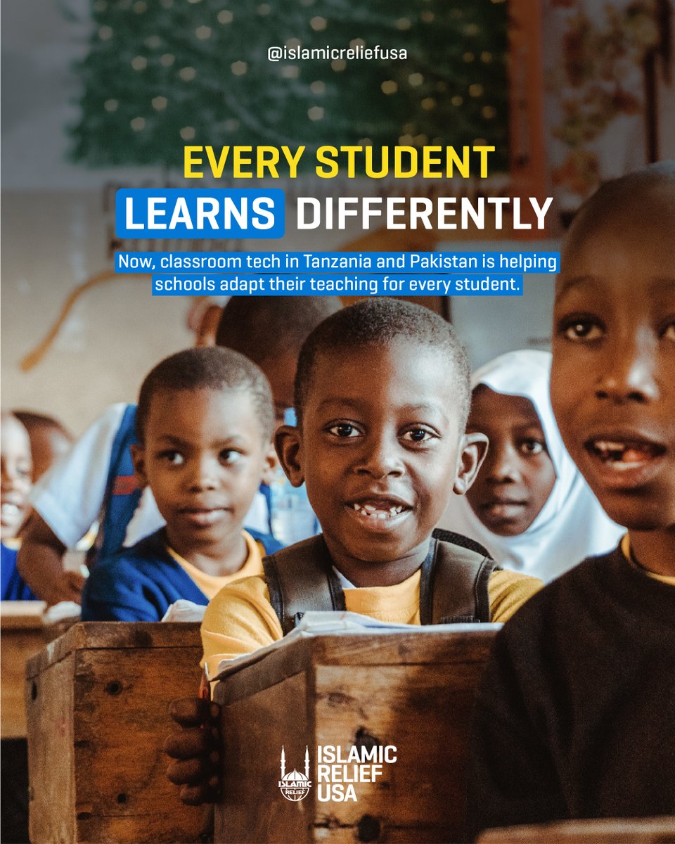 PoweredByIDEA's tweet photo. Traditional classrooms do not always have the flexibility to accommodate every student's individual learning style.

That is why Islamic Relief USA is introducing adaptive learning technology across classrooms in Tanzania and Pakistan. A learning program that adjusts lessons in real-time to match each child's unique learning needs.

True education is about meeting students right where they are and giving them the tools to thrive on their own terms.

Transform lives with education visit https://t.co/OohKbOlxbw.

#AIEducation #Education