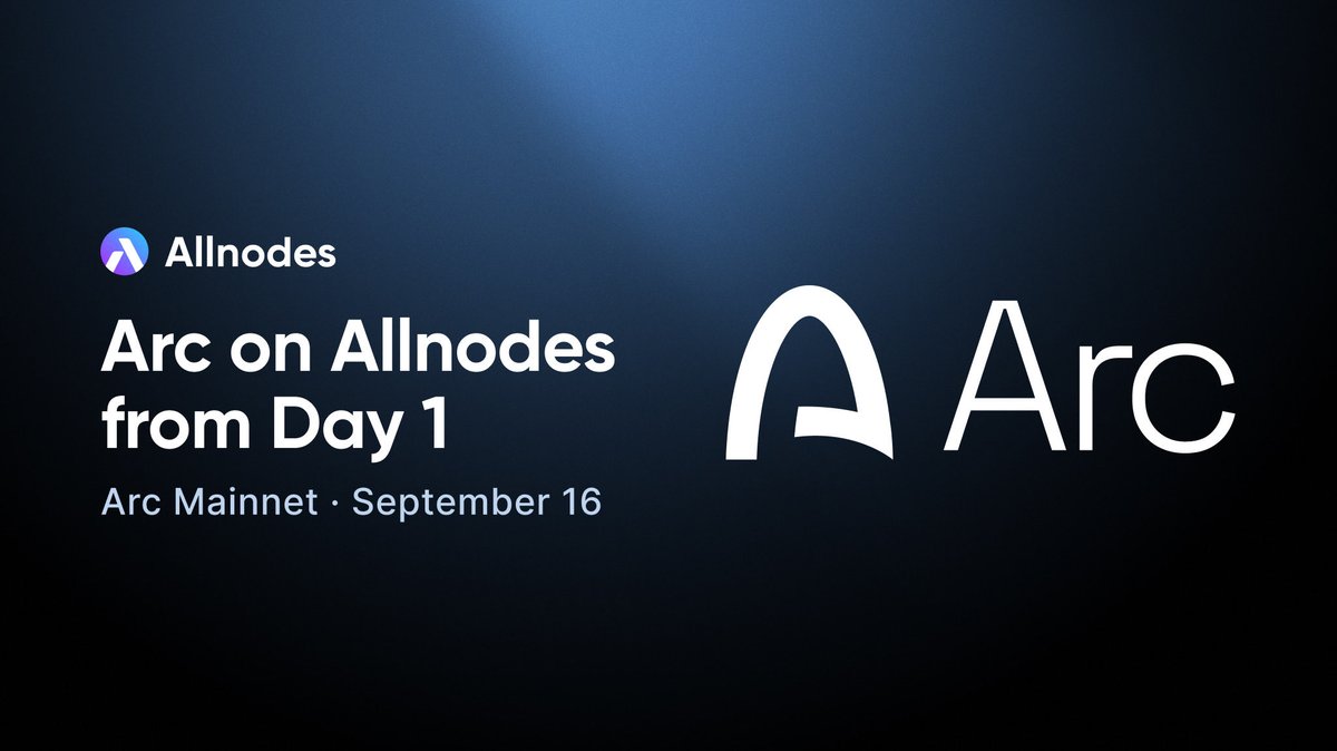 Allnodes's tweet photo. Arc Mainnet goes live on September 16, and Allnodes will be ready from Day 1🎉 Full &amp; archive nodes for @arc on our platform, plus FREE RPC endpoints &amp; snapshots on PublicNode. Two days to go! https://t.co/fxyXZ9Zzyn