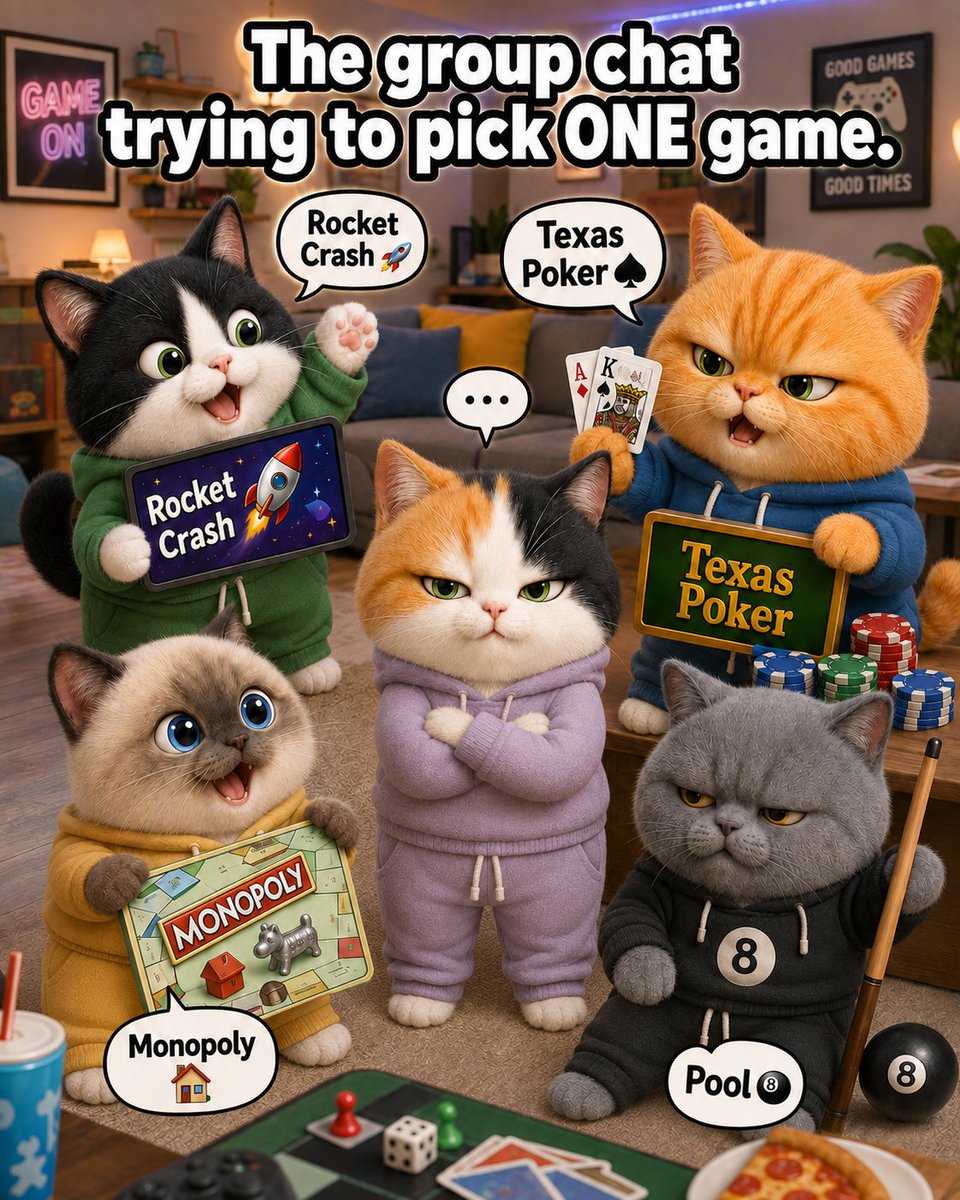 Coincat_Global's tweet photo. Rocket Crash, Monopoly, Mahjong or Pool? Which one would you try first? 🎮

https://t.co/DJ2jmVbDe0

#CoinCat #CoinCatWorld" https://t.co/nA4dXuRx4A