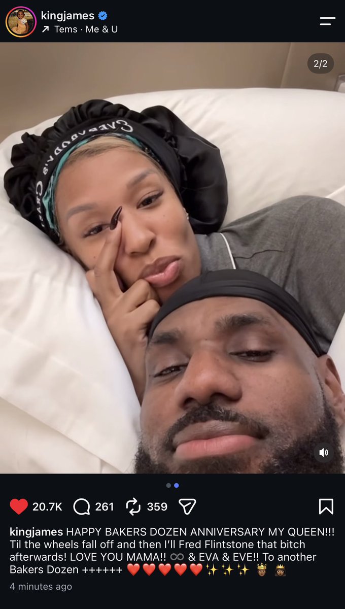 Bronupdates's tweet photo. LeBron celebrates his 13th wedding anniversary with his wife Savannah. 🥹❤️

“Til the wheels fall off and then I’ll Fred Flintstone that bitch afterwards!” https://t.co/xFeYfiZvPd