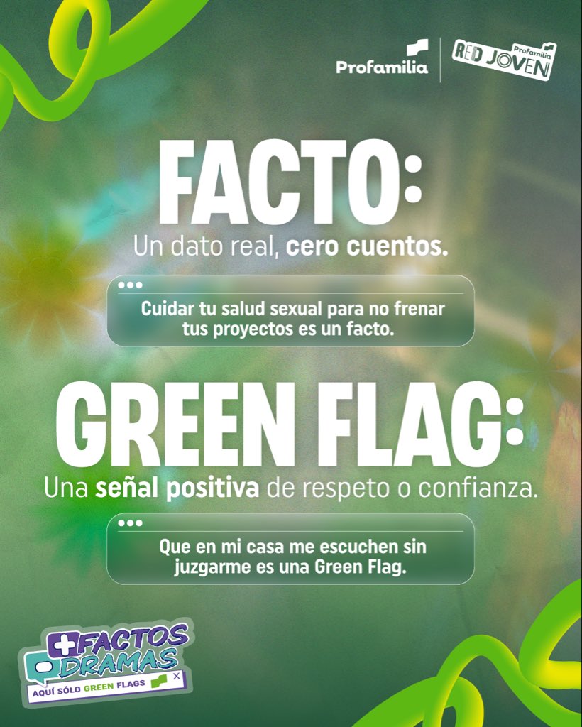 ProfamiliaCol's tweet photo. Entender su lenguaje es el primer paso para acompañarlos sin tabúes.

Les compartimos este Glosario Gen Z para que padres madres y cuidadores abran espacios seguros en casa y hablen de salud sexual sin dramas ni pena.

¿Tienes dudas sobre tu cuerpo o sexualidad? Escríbenos al Chat Zona Joven en WhatsApp: 318 531 0121 (Opción 2).

#MasFactosMenosDramas #SoloGreenFlags #Profamilia #RedJoven  #SaludSexual