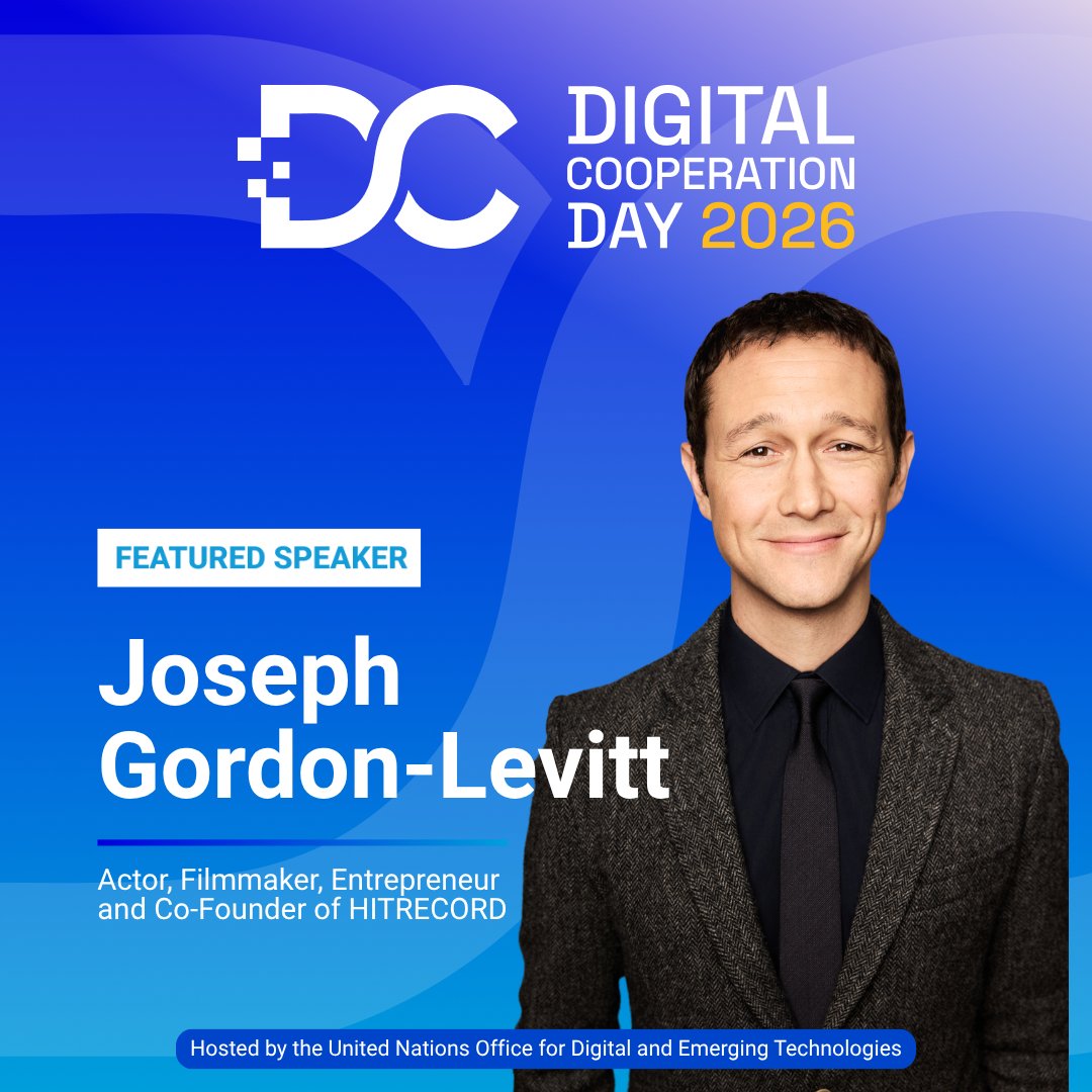 ODET_UN's tweet photo. Joseph Gordon-Levitt @hitRECordJoe  joins UN Digital Cooperation Day 2026.

Actor, UN Global Advocate for human-centric digital governance, and @HITRECORD co-founder.

21 September, New York: https://t.co/ECHUIVhr6h

#DigitalCooperation #DigitalCooperationDay https://t.co/Vcg5XQZY1s