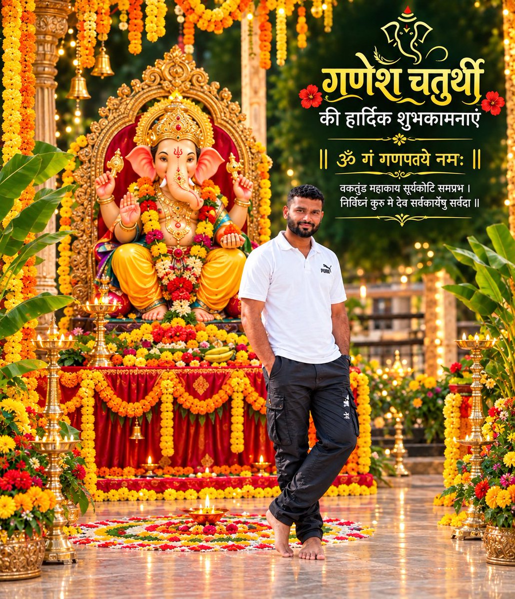 AmitYadav080805's tweet photo. वक्रतुण्ड महाकाय सूर्यकोटि समप्रभ।
निर्विघ्नं कुरु मे देव सर्वकार्येषु सर्वदा॥

गणेश चतुर्थी कि हार्दिक शुभकामनाएं 🙏❤️

#GaneshChaturthiWithGSSY 
#happyganeshchaturthi
#viral #xtwitter #ganesha 🔥💯 https://t.co/cmnJOf9wuk
