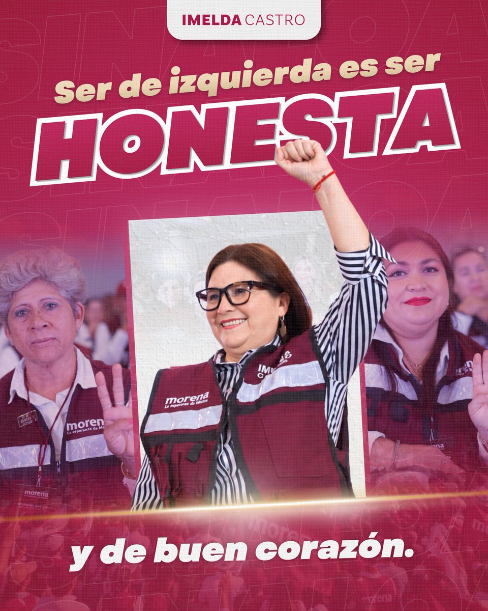 imeldacastromx's tweet photo. La izquierda se lleva en los principios y se demuestra todos los días: sirviendo con honestidad, actuando con congruencia y poniendo siempre al pueblo en el centro. ❤️ https://t.co/lQiu25u60b