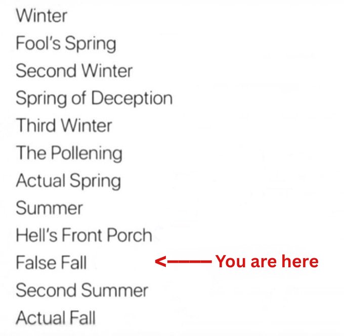 midwestern_ope's tweet photo. There are 12 seasons in the Midwest https://t.co/iUcX7lcjjt