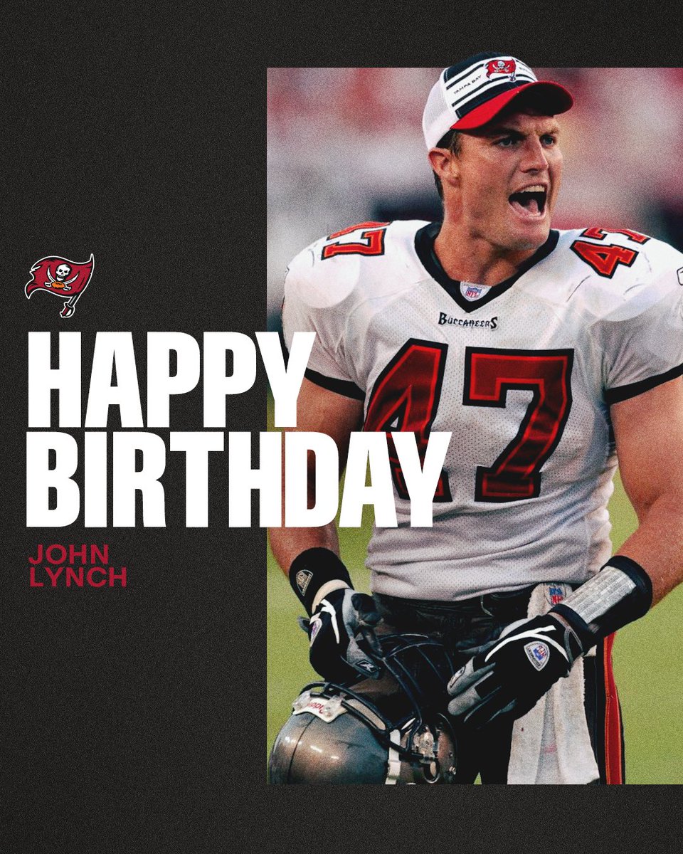 Buccaneers's tweet photo. Happy birthday to Super Bowl XXXVII champion and Hall of Famer, John Lynch! 🥳 https://t.co/fKoi3Qkeb8