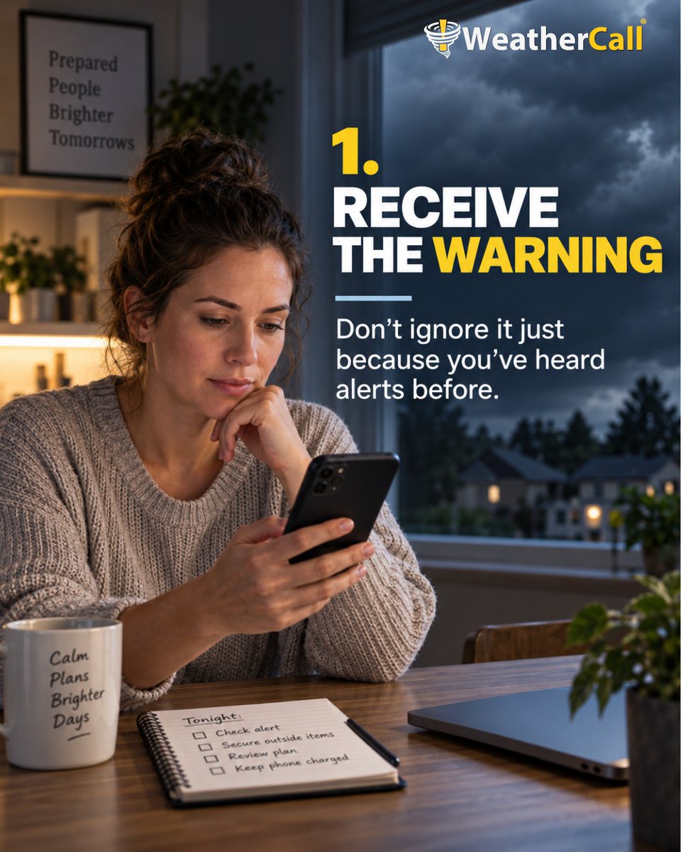 WeatherCallLLC's tweet photo. Warning received. Now what?

A simple 5-step check:

Receive the warning
Confirm the threat
Move to safety
Stay informed
Wait for the all-clear

Save this checklist and review it before the next warning.

#WeatherSafety #WeatherPreparedness https://t.co/wzdKUXCgqZ