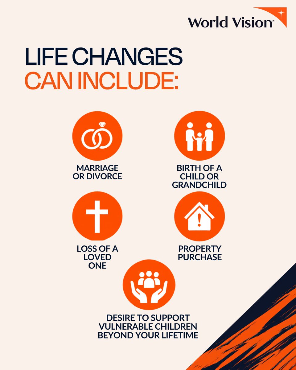 WorldVisionUK's tweet photo. Write or update your Will for free. 📝
Life changes, and our plans should too. 🧡 Major life events are a good time to make sure your Will reflects the people and causes that matter most to you.
Start today 🌱
https://t.co/rWbM7a9LQq
#FreeWills #WillWriting #ChangeStartsWithAWill https://t.co/CRhyiUwalF