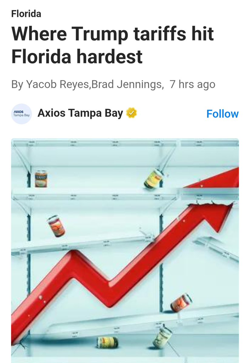 Fievel131's tweet photo. @ByronDonalds Donalds never criticized Trump's illegal tariffs which are crushing Florida's working class. https://t.co/1JNwrcyqtf