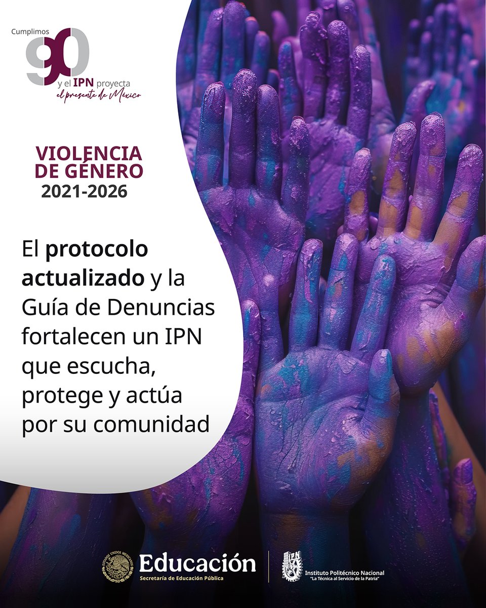 IPN_MX's tweet photo. 💜Acciones que mejoran la atención integral a víctimas y contribuyen a la construcción de entornos seguros, incluyentes y libres de violencia para la #ComunidadPolitécnica. 🫶
#IPN90 #AccionesTransversalesIPN #MarcoNormativoIPN https://t.co/KTFYbucoDR