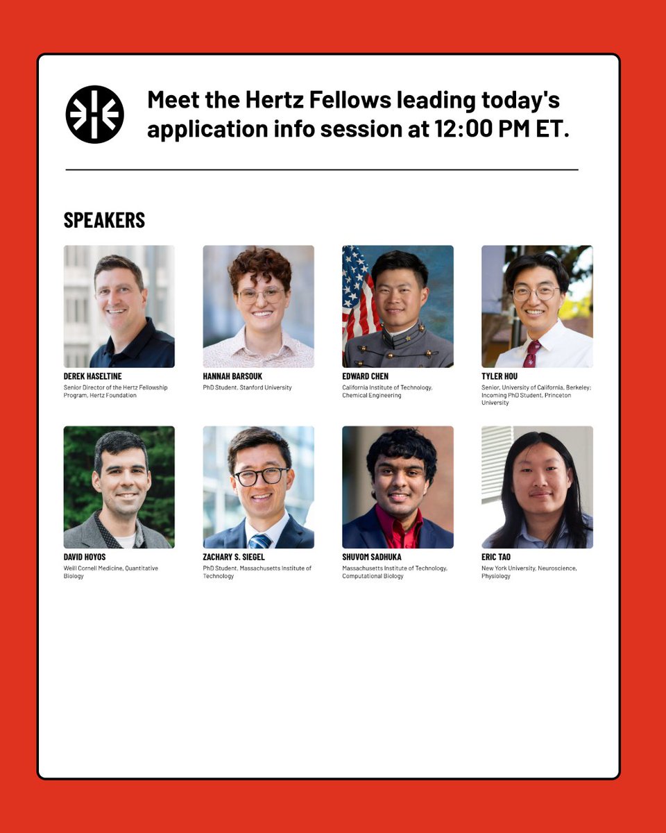 HertzFoundation's tweet photo. Got lunch plans? Join some of our  Hertz Fellows in just a few minutes for a live Q&amp;A about the Hertz Fellowship application and interview process.

Get your login information here: https://t.co/xWBOe0N2X8

#Fellowship #Science #HigherEducation https://t.co/FeU2ptld4o