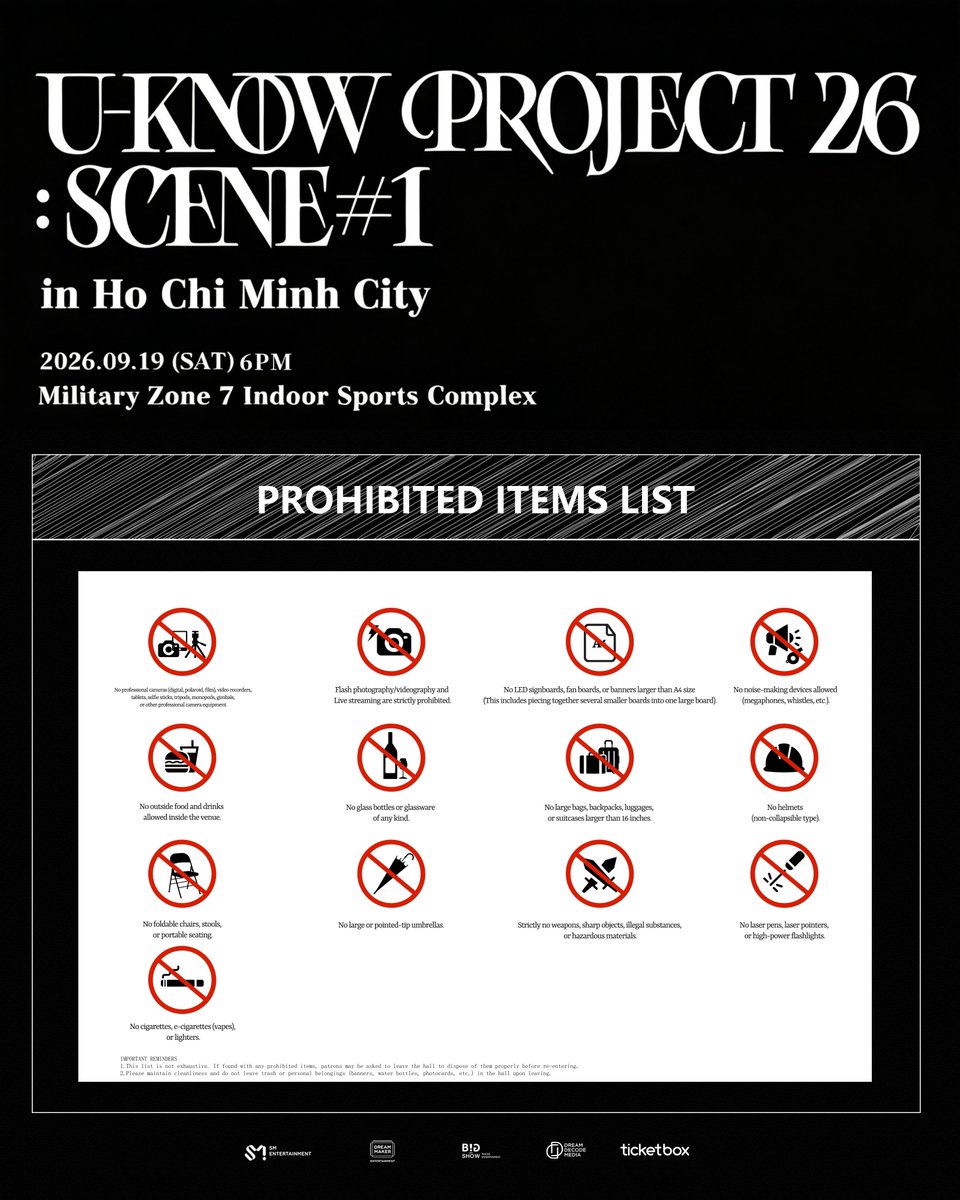 peadiavn's tweet photo. Vào Check vội danh sách trúng "Phúc lợi độc quyền" (Fan Benefit) của U-KNOW PROJECT 26 : SCENE#1 in HO CHI MINH CITY liền đi ạ! 🎉
Dò kỹ từng số, từng tên xem thần may mắn có gọi tên mình không nha! 💛

Vui lòng đọc kỹ các hướng dẫn dưới đấy để có một khoảnh khắc thật tuyệt vời cùng nhau nhé.
Các bồ đã sẵn sàng chưa, khoảnh khắc được mong chờ từ lâu của chúng ta đang đến gần rồi. 🔥✨

U-KNOW PROJECT 26 : SCENE#1 in HO CHI MINH CITY
Benefit winner list & Event Day Schedule & Important Information released!

Please check carefully and don't miss out.
Let's check the guidelines carefully to ensure a wonderful time together.💛
Get ready, our much-anticipated encounter is just around the corner.🔥✨

[U-KNOW PROJECT 26 : SCENE#1 in HO CHI MINH CITY]
📅 Thời gian / Show date: Từ 18h00, ngày 19/09/2026(giờ Việt Nam) | From 6:00 PM, September 19th, 2026 (ICT).
🎟 Kênh bán vé chính thức / Official Ticketing Platform: https://t.co/P87dhlmNMb
📍 Địa điểm / Venue: Nhà Thi Đấu Quân Khu 7 – Số 202 Hoàng Văn Thụ, Phường Đức Nhuận, TP. Hồ Chí Minh | Military Zone 7 Indoor Sports Complex – No. 202 Hoang Van Thu, Duc Nhuan Ward, Ho Chi Minh City.
#UKNOW #TVXQ! #UKNOW_PROJECT26 #UKNOW_CONCERT_TOUR #UKNOW_PROJECT26_HCMC