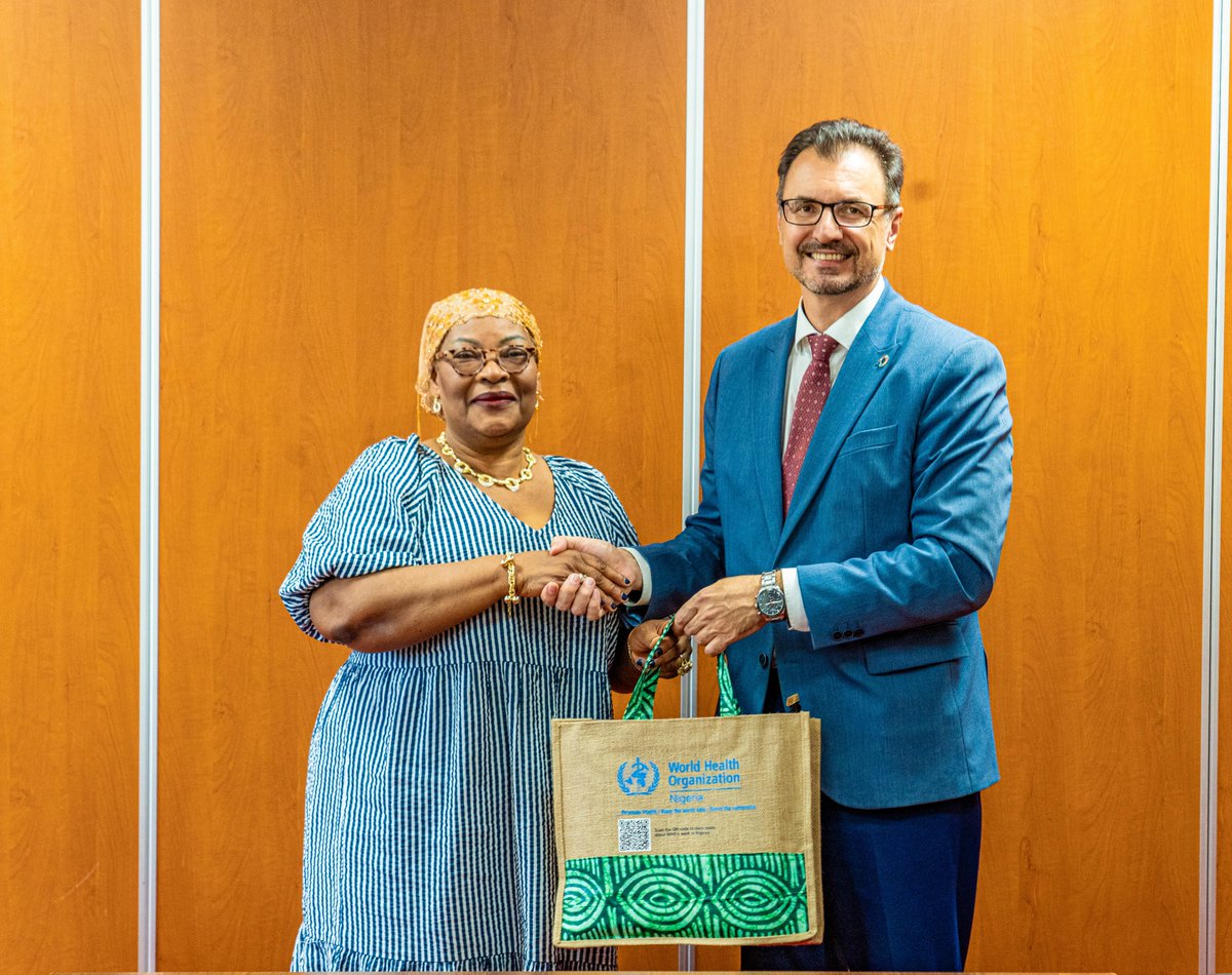 WHONigeria's tweet photo. Nigeria’s older persons deserve to live long, healthy, and dignified lives and stronger systems can make that possible.
@WHONigeria's @DrPavelUrsu welcomed the Director General of the National Senior Citizens Centre (@nsccofficial), Hon. Omobolanle Akinyemi Obe, to strengthen collaboration that is expanding access to quality and equitable care for older people across the country.

Older women and men above 60 years across Nigeria including those in rural and underserved communities,  often face barriers to accessing age friendly health and social services. However, Nigeria is making progress in delivering people centred health services across the life course. Through investments in Primary Health Care and health system strengthening, more facilities are being equipped to provide age friendly services.

Together with government and partners, WHO is supporting:

✅Integrated care for older people, mainstreaming ICOPE into primary health care, including preventive care, health promotion, chronic disease management, and rehabilitation, making it easier for older persons to receive routine care.
✅Training for health workers - building capacity to better respond to the needs of older persons.
✅Social protection and community support — strengthening community based systems for vulnerable older persons.
✅Policies for an ageing population — supporting national guidance that helps Nigeria prepare for a rapidly ageing population.

Healthy ageing strengthens families, communities and Nigeria’s future, ensuring older persons can live with dignity, independence, fulfilment and productivity.

WHO remains committed to working with government at national and subnational levels, @nsccofficial, and partners including Save the Children and UNFPA to ensure no older person is left behind.

Learn more about WHO’s work on healthy ageing: 
https://t.co/bPYv3RlzfP
#HealthyAgeing #LeaveNoOneBehind #WHOinNigeria #IntegratedCareforOlderPersons #AgeingWithDignity