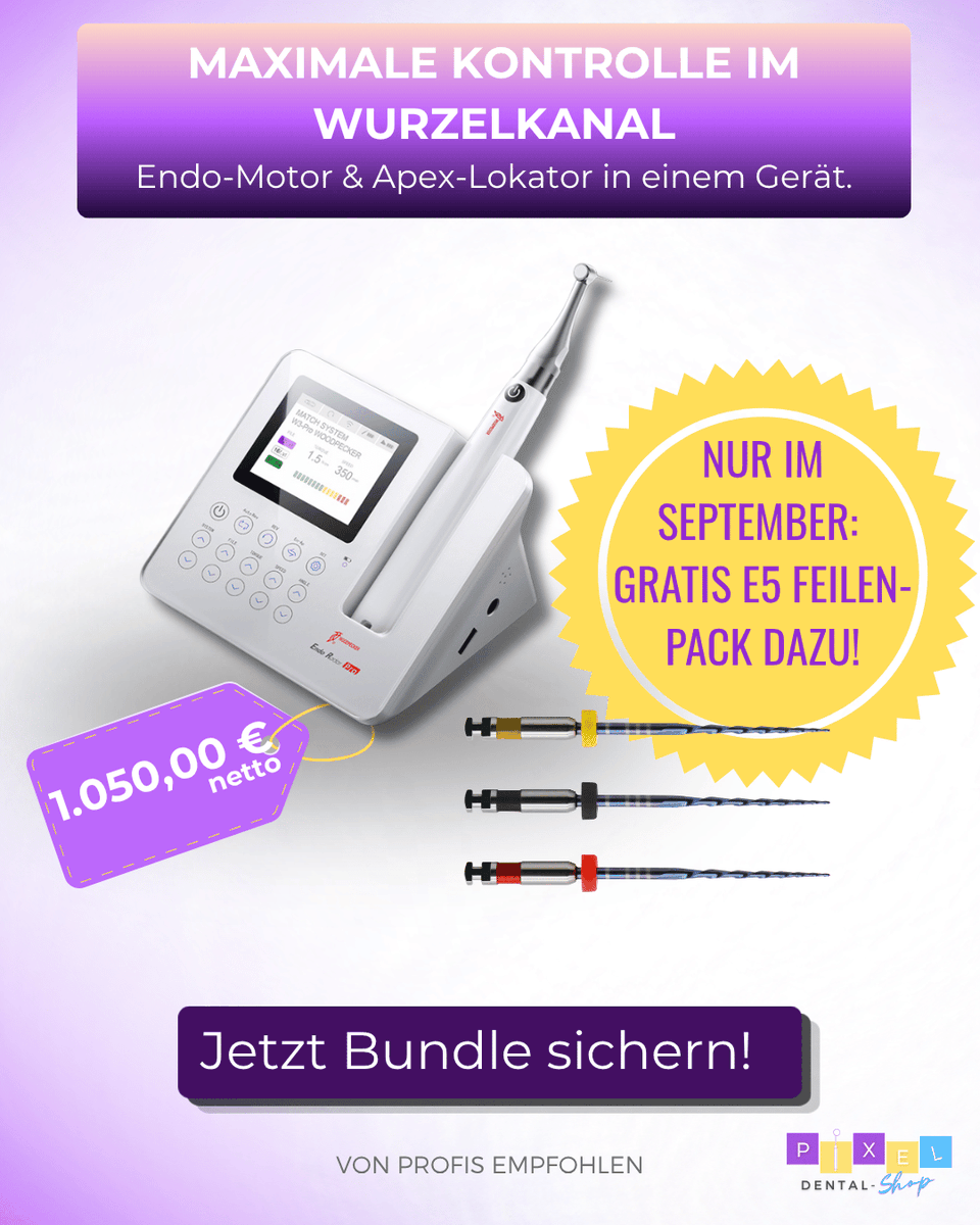 pixel_dental's tweet photo. Endo-Motor und Apex-Lokator in einem? ⚡️ Der Endo Radar Pro bringt mehr Übersicht in Deine Aufbereitung. Im September: One Feilen E5 NiTi gratis dazu. 
#Endodontie #EndoMotor #PixelDental https://t.co/ay8VkF0xRA