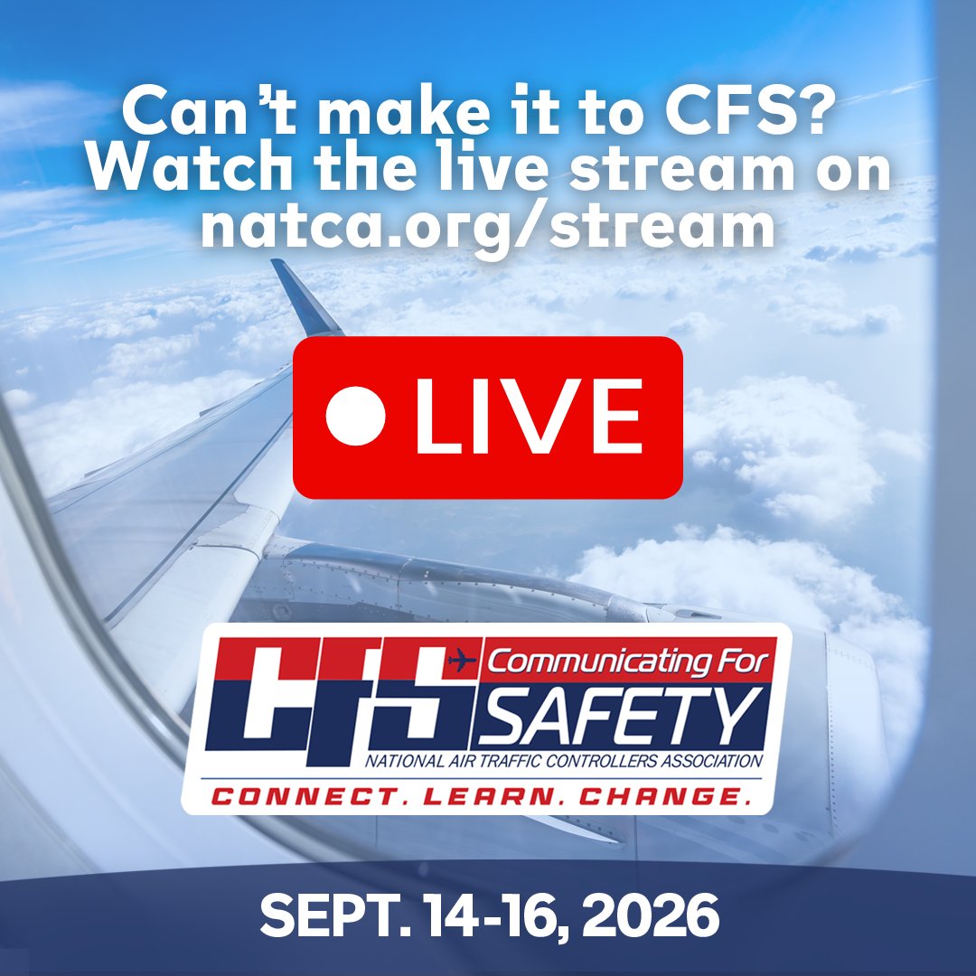 NATCA's tweet photo. Not in Vegas? You can still be part of Communicating for Safety. Watch #NATCACFS 2026 main stage sessions live at https://t.co/bhGdPKNKsu starting Monday, Sept. 14. https://t.co/mAdUn3UNx5 https://t.co/fqetIgFiSV