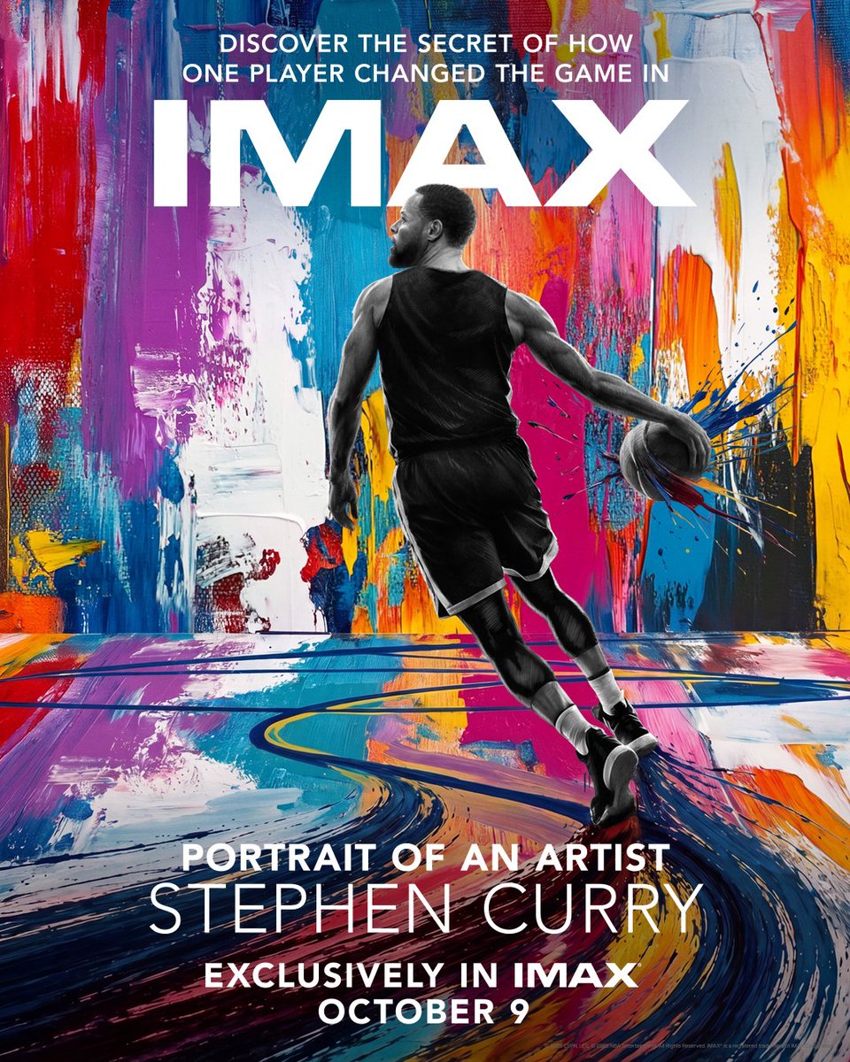 DisneyStudios's tweet photo. Witness the story behind the man that changed the game. 

Portrait of an Artist: Stephen Curry opens exclusively in IMAX theaters beginning October 9. https://t.co/9FQ8AedNwK