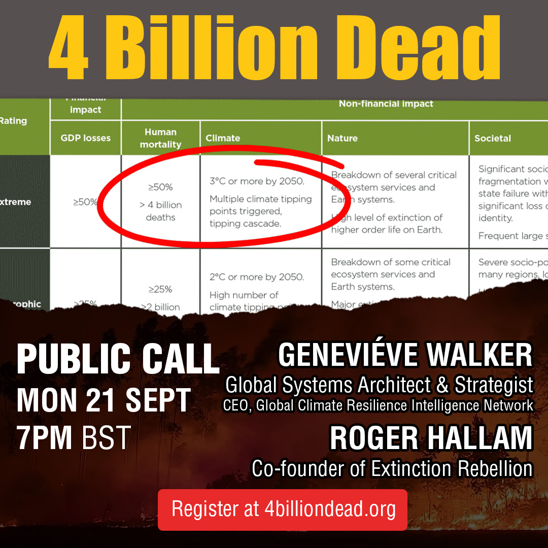 4billiondead's tweet photo. ONE WEEK TO GO.  Join 4 Billion Dead's public call with Geneviéve Walker and Roger Hallam | Monday 21st September, 7pm BST.

Sign up at: https://t.co/TnMSyS9HBC

THERE ARE NO WORDS. https://t.co/r1P7934EGR