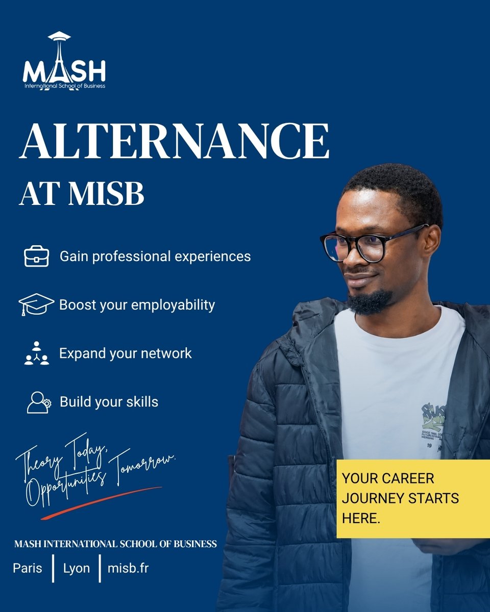 MISBFrance's tweet photo. Build your career while you study. With alternance at MISB, students can combine academic learning with professional experience, strengthen their skills, grow their network, and prepare for the job market. https://t.co/7EPdqzQNzc