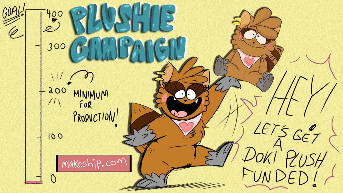 MoonieToonie's tweet photo. We're partnering with Makeship to create the first official Mammal Squad plush, featuring Doki! You can support the petition by pledging $2 towards the final amount for when it gets made. We need 200 pledges to get a prototype created! Pledge here: https://t.co/9YdyMfvK5o https://t.co/vLeyU3X9RJ