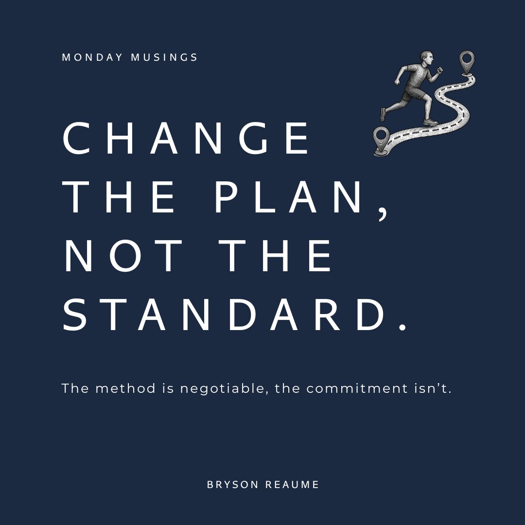 BrysonReaume's tweet photo. Change the plan. Not the standard.
My marathon goal changed after an injury. The finish line didn’t.
Business works the same way: methods are negotiable. Standards aren’t.
#MondayMusing #Leadership #Resilience #BusinessLeadership #OwnersRep #Mindset https://t.co/0FY25vY3DM