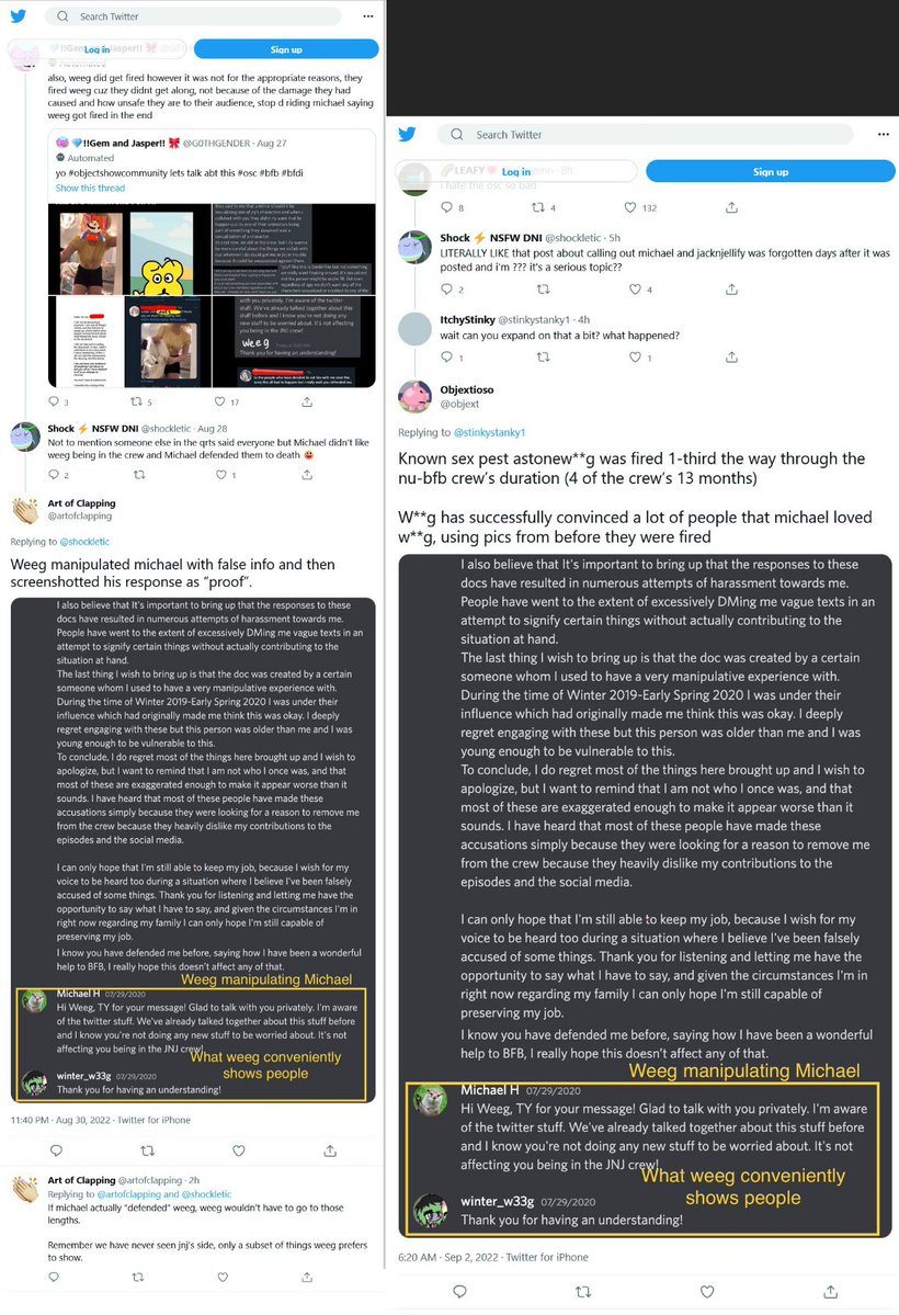 insanepizzer's tweet photo. Two other accounts would also be active during the AStoneWeeg controversy, @/objext and @/TobWarder. All three of these accounts made very similar tweets, sent the same images, and even share the same typing patterns. https://t.co/86013rpBNc